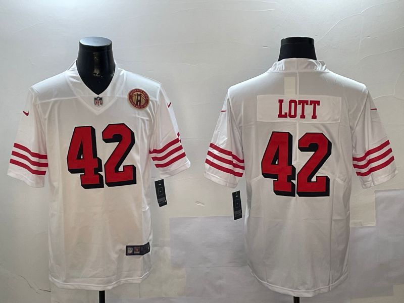 Men San Francisco 49ers #42 Lott White Throwback 2024 Nike Limited NFL Jersey style 01044->san francisco 49ers->NFL Jersey